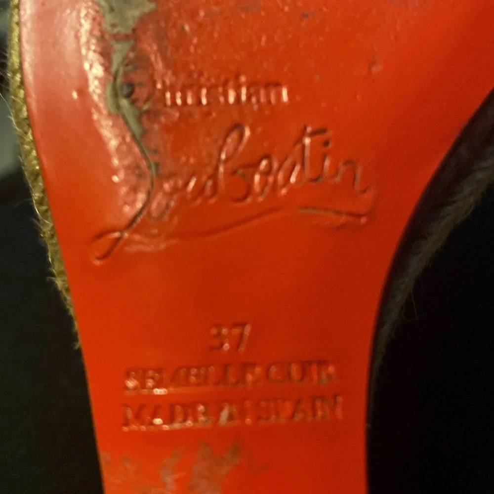 CHRISTIAN LOUBOUTIN  RED PATENT  5” Wedge / 1” Toe Sandals size 37 HOT! - Picture 9 of 15
